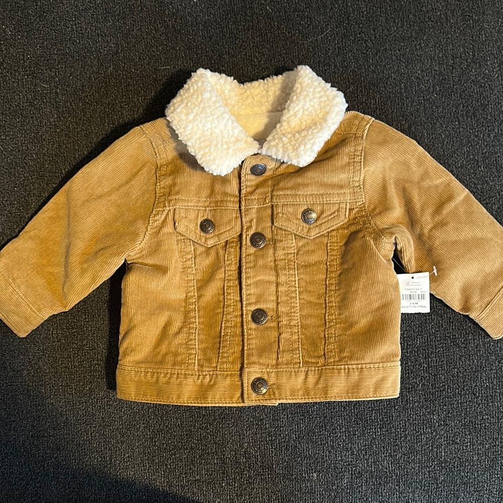 Kids Tan Corduroy Jacket with Sherpa Collar